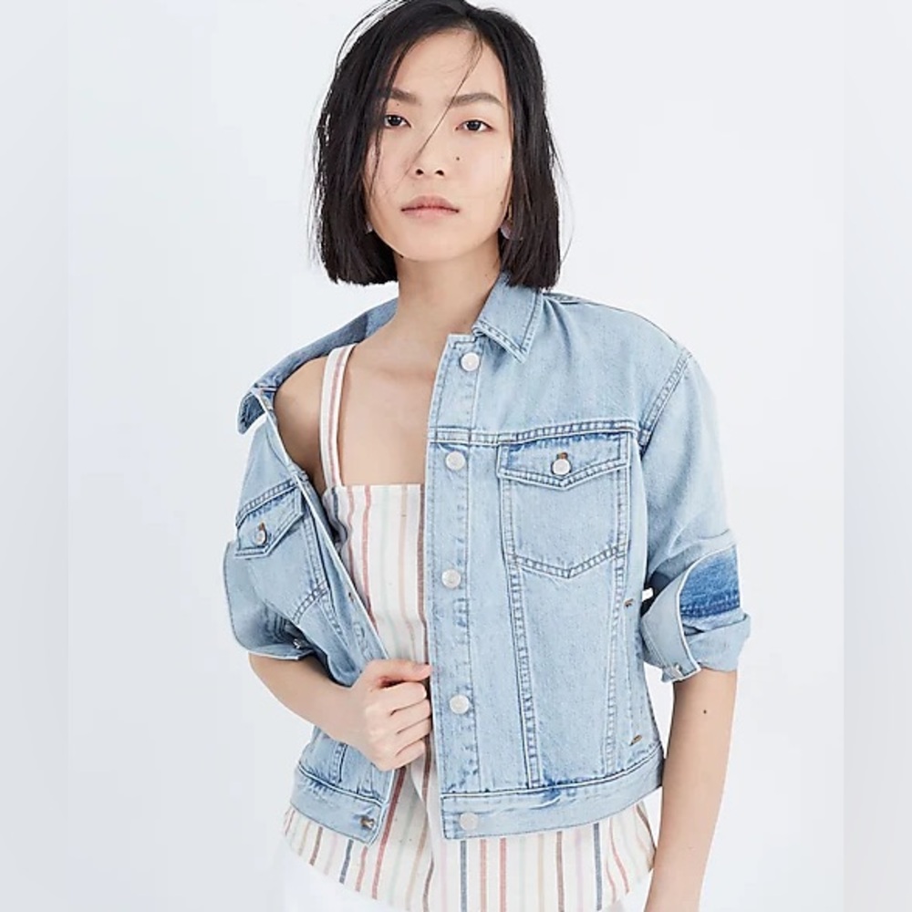 Madewell The Boxy-Crop Jean Jacket in Fitzgerald Wash